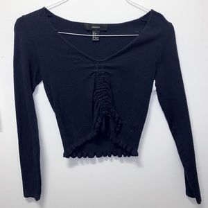 Forever 21 longsleeve navy blue scrunch top